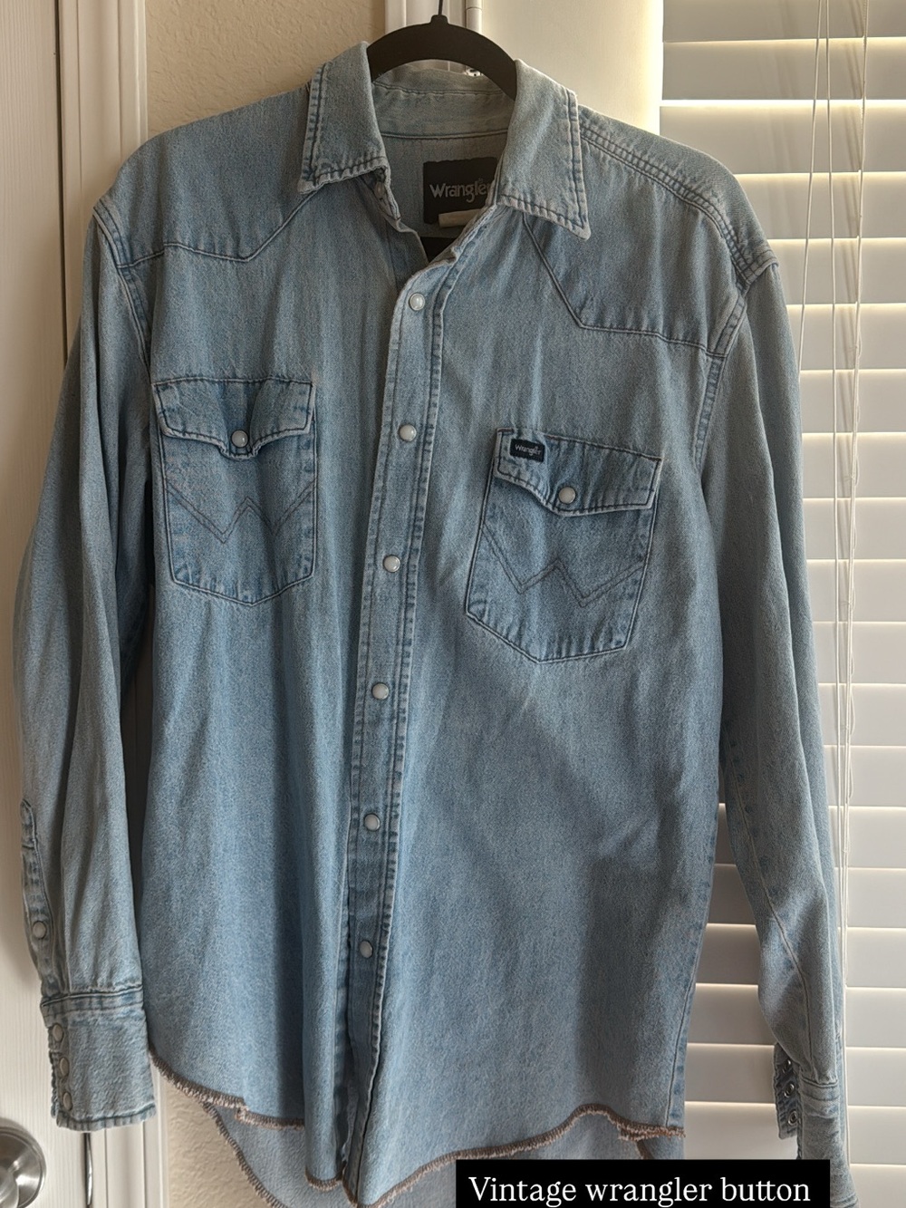 Vintage Wrangler Light Blue Denim Western Button-Down Shirt